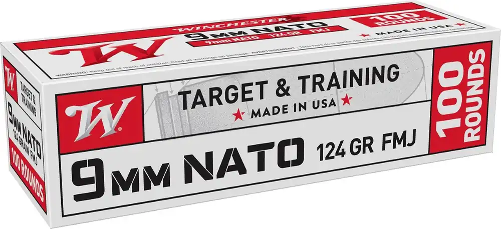 Winchester Ammo 9mm NATO Ammo 124 gr Full Metal Jacket 100 Rounds W9NATOVP