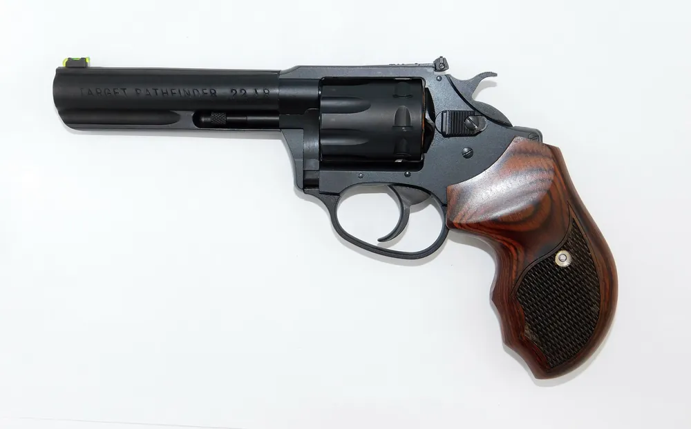 Charter Arms Pathfinder Target Lite Revolver .22LR 8Rd 4.2" Barrel Fiber Optic Front Adjustable Rear Sight Rosewood Grip DA/SA Black 12243