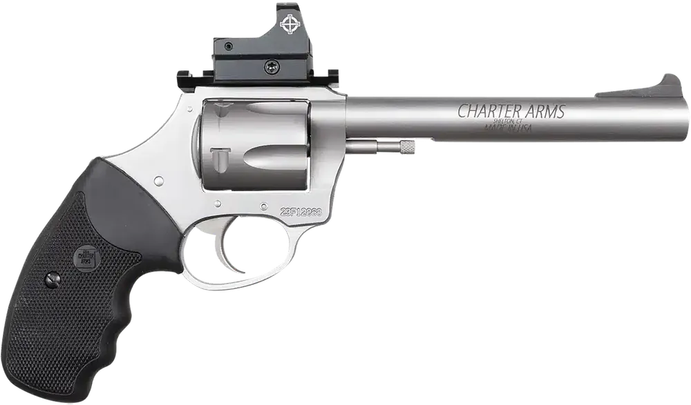 Charter Arms Target Mastiff .357MAG Revolver 5Rd 6" Barrel Ramp Front Sight Picatinny Rail Micro Red Dot Rubber Grip DA/SA Matte Stainless 73565