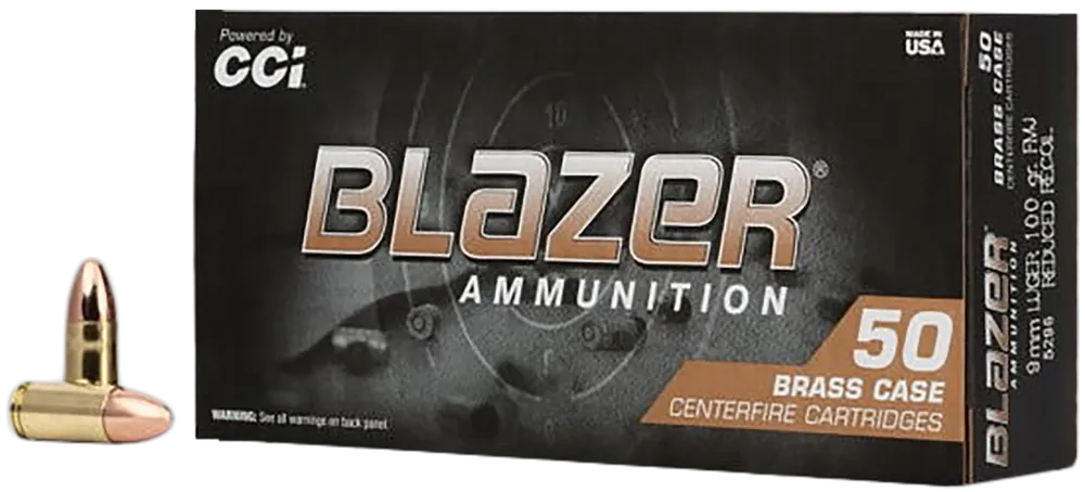 CCI Blazer 9mm Ammo 100 Grain Full Metal Jacket 50 Rounds 5296
