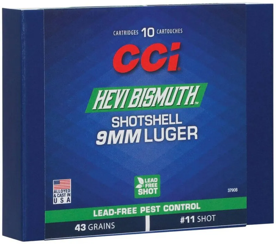 CCI HEVI-Bismuth 9mm Luger Ammo 43 gr 11 Shotshell 10 Rounds 3790B