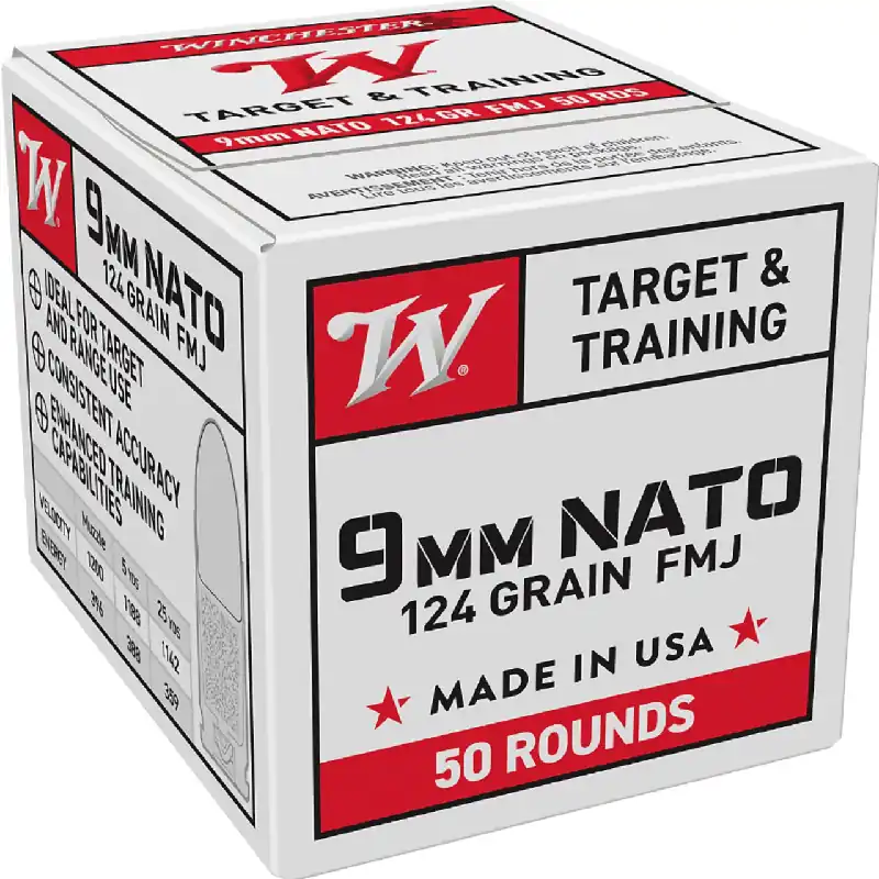 Winchester Target & Training 9mm NATO 124 Gr. FMJ 50 Rounds