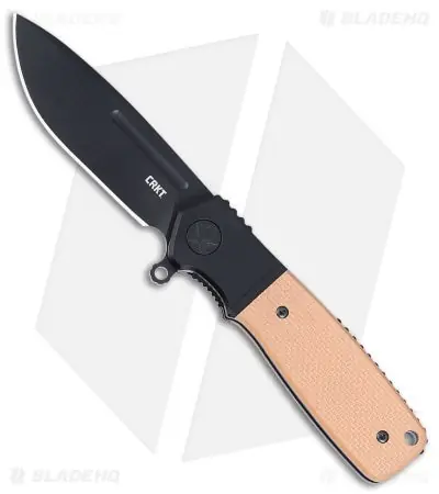 CRKT Homefront Compact 2.91" Folding Plain Black DLC S35VN SS Blade, Black/Tan G10 Handle