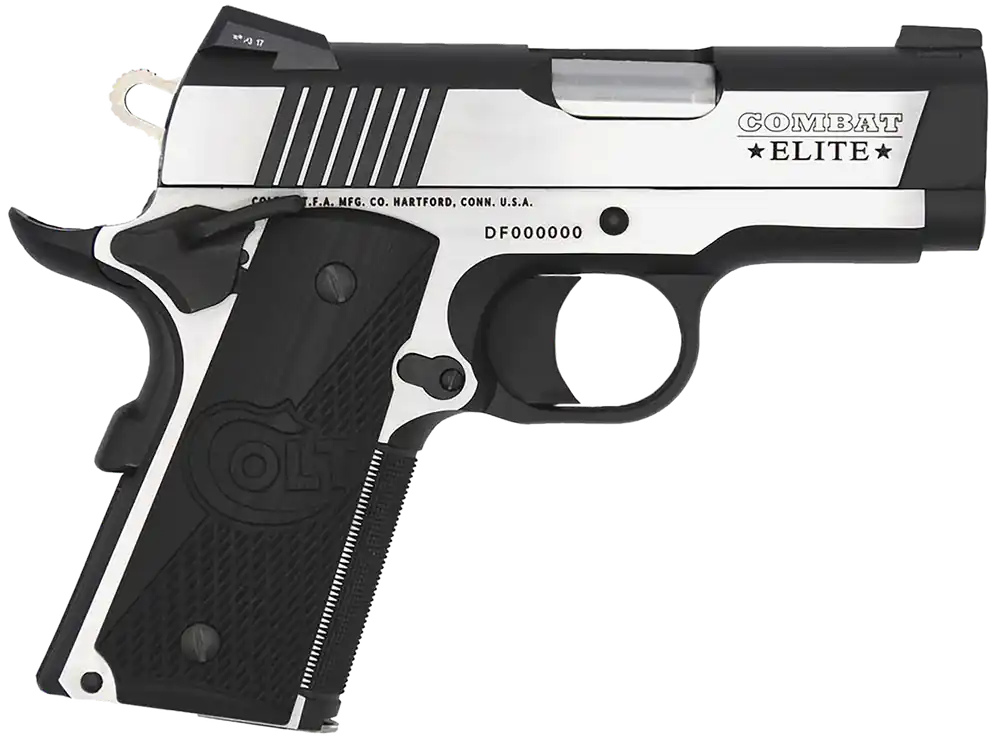 Colt Combat Elite Defender 9mm Pistol 8+1 3" SS Barrel SS Slide/Frame Night Sights Thumb/Grip Safeties Two-tone O7082CE