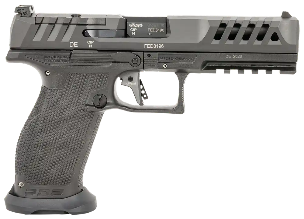 Walther PDP Match 9mm Pistol 18+1/20+1 5" Steel Barrel Lightened Steel Slide Optic Ready Polymer Frame Adj Rear Sight 2872595