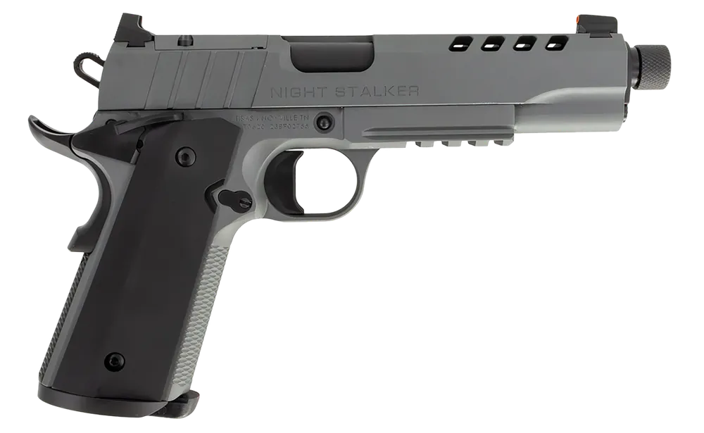 Tisas 1911 Night Stalker SF Pistol .45ACP 8+1 5" Steel Threaded Barrel Optic Cut Steel Slide Steel Frame Gray 10100556