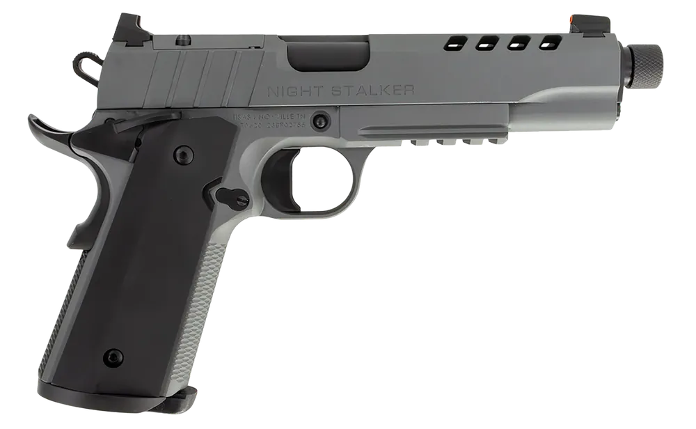 Tisas 1911 Night Stalker SF 9mm Pistol 8+1 5" Threaded Barrel Steel OR Slide Steel Frame Tritium Front Sight Gray 10100557