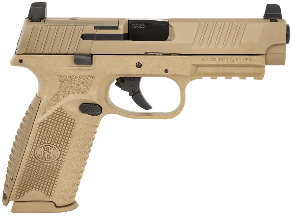 FN 509 MRD 9mm Pistol 17+1 4.5" Optic Ready Slide Co-witness Height Dovetailed Sights Polymer Frame Pic Rail FDE 66100722