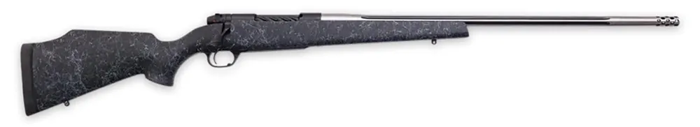 Weatherby Mark V Accumark 7mm PRC Rifle 3+1 24" Threaded/Fluted Stainless Barrel Gray Webbed Black Monte Carlo Stock MAM01N7MMPR8B
