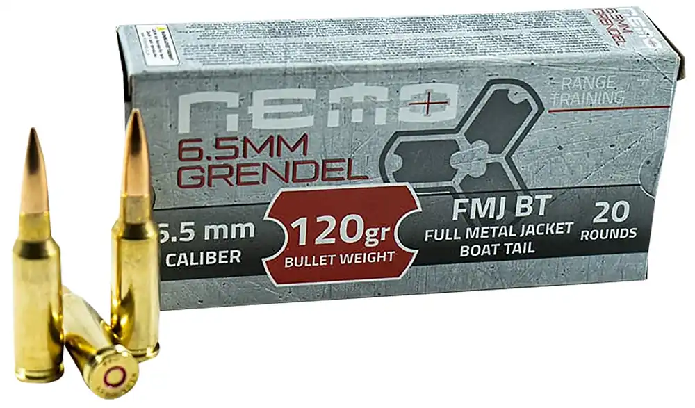 Nemo Arms 6.5 Grendel 120gr Full Metal Jacket Boat Tail 20 Rounds Per Box 65GNA120PPU
