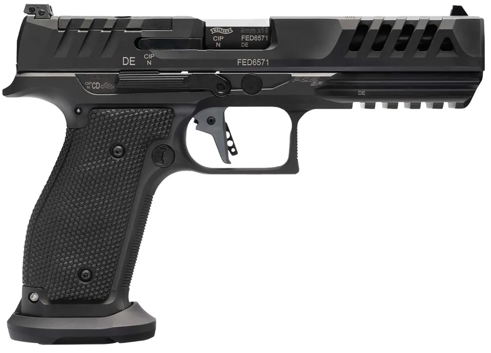 Walther PDP Match SF 9mm 10+1 Adj Rear Sight Drop-safe Trigger Oversize Trigger Guard Flared Magwell Pic Rail Black 2880024