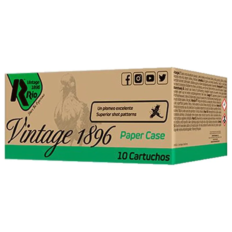 Rio Ammunition Vintage 1896 Paper Flyer Shotshells 12GA 2.75" 1-1/4 oz 8 Lead Shot 1300 fps 10 Shells Per Box