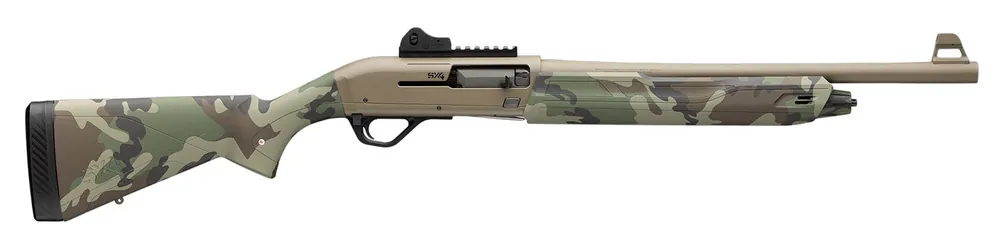 Winchester Repeating Arms SX4 Defender Compact 12 Ga Semi-Auto 3" 4 2 3/4" Shells 18.50" FDE Cerakote Steel Barrel Woodland Camo 511320395