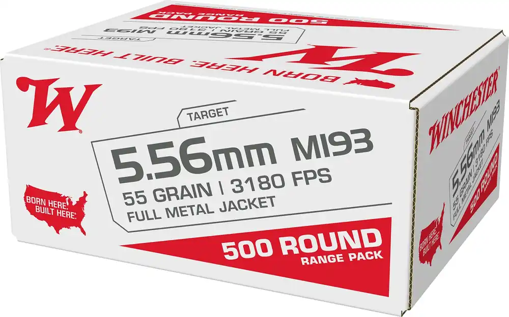 Winchester Ammo M193 5.56mm 55gr Full Metal Jacket 500 Rounds Per Box WM193500