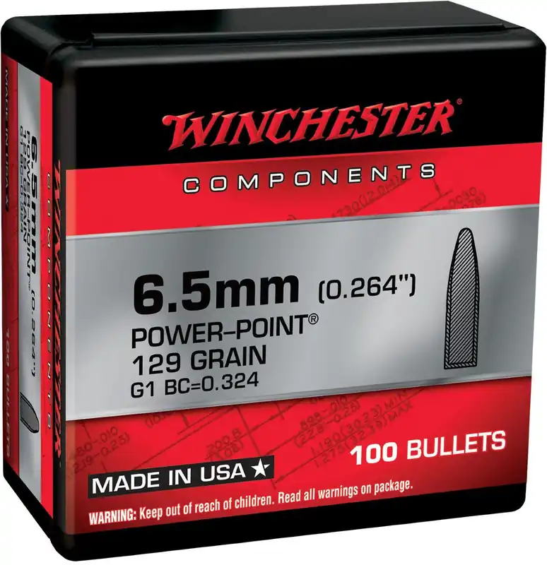 Winchester Power-Point 6.5 Creedmoor 129 gr Jacketed Soft Point 100 Rounds WB65PP129X