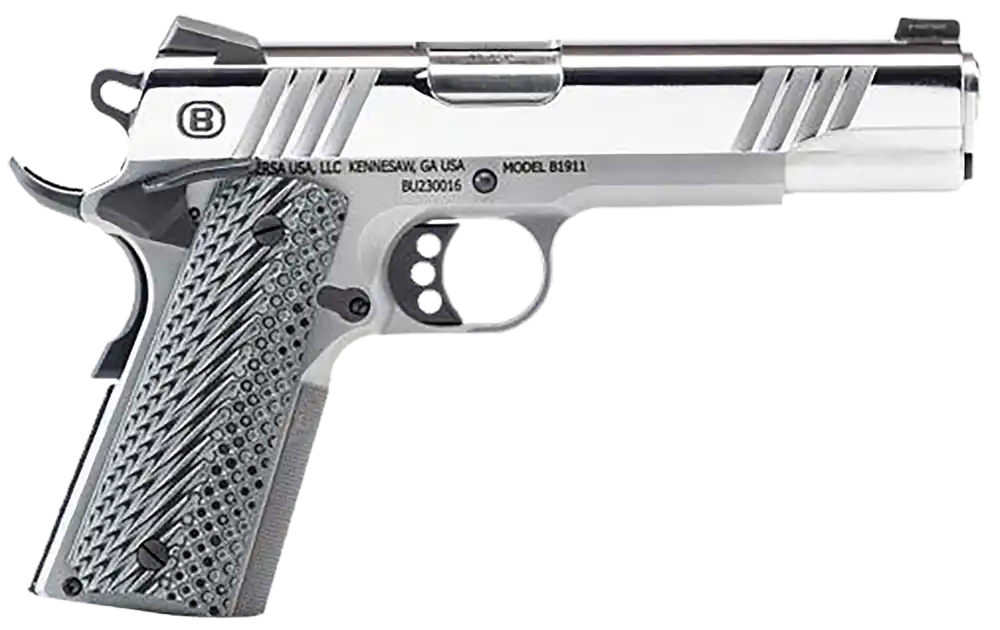 Bersa B1911 .45ACP 8+1 5" SS Barrel/Frame Polished SS Slide Lightened Trigger/Hammer Ambi Safety Grip Safety SAO B19117050PMBG