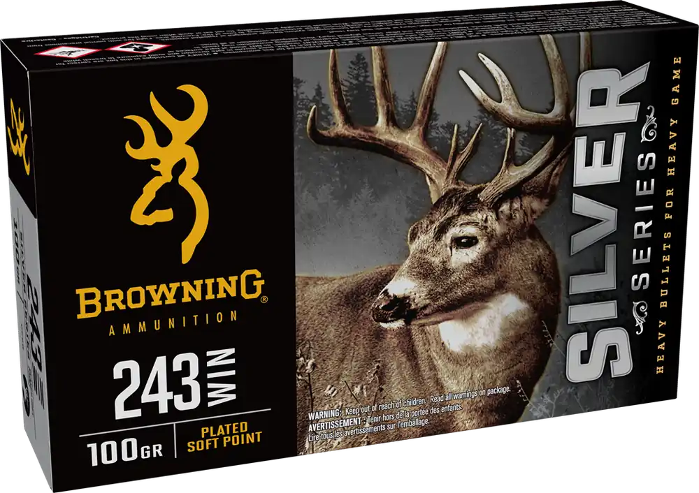 Browning Ammo Silver Series 243 Win 100gr Plated Soft Point 20 Rounds Per Box B192602431