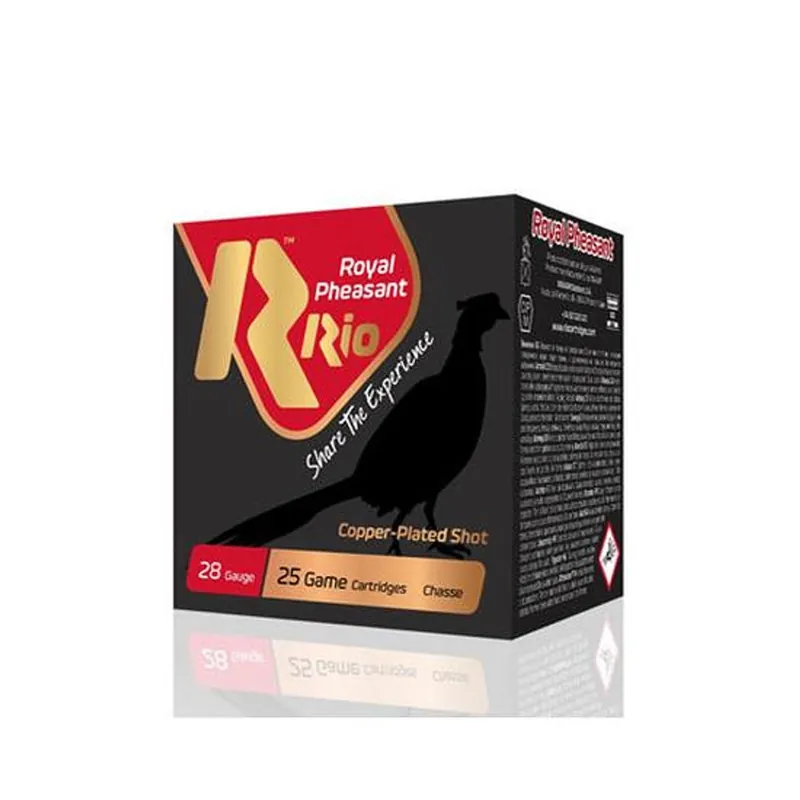 Rio Ammunition Royal Pheasant Shotshells 28 GA 2.75" 1 oz 5 Copper-plated Lead Shot 1200 fps 250 Shells Per Case