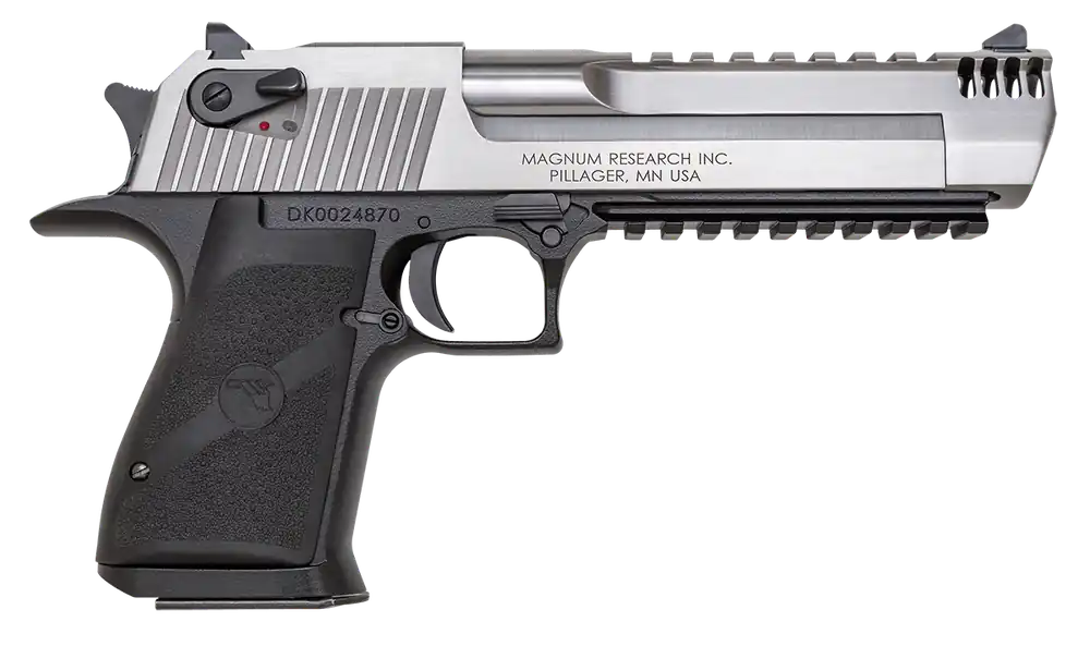 Magnum Research Desert Eagle Mark XIX L6 50AE 7+1 6" SS Barrel Alum Frame Dovetail Combat Sights Pic Rail SAO Blk/SS DE50ASIMB