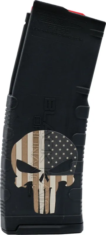 Black Rain Ordnance Magazine 30rd 223 Rem/5.56 NATO Punisher American Flag Engraving Fits AR-15 Platform MAG30PUNISHW/FLAG