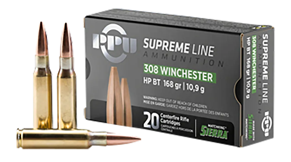 PPU Supreme Line 308 Win Ammo 168 Grain Sierra MatchKing BTHP 20 Rounds PPMK308