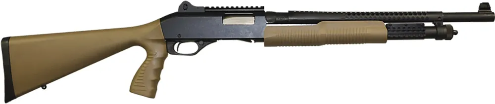 Stevens Security 12G Pump ActionShotgun 5+1 18.50" Matte Black Barrel, Tactical w/Pistol Grip, Flat Dark Earth Stock, Ambidextrous 19468 320