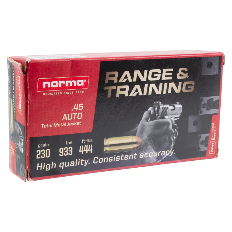 Norma Range & Training 45 ACP 230 Gr. TMJ 50 Rounds