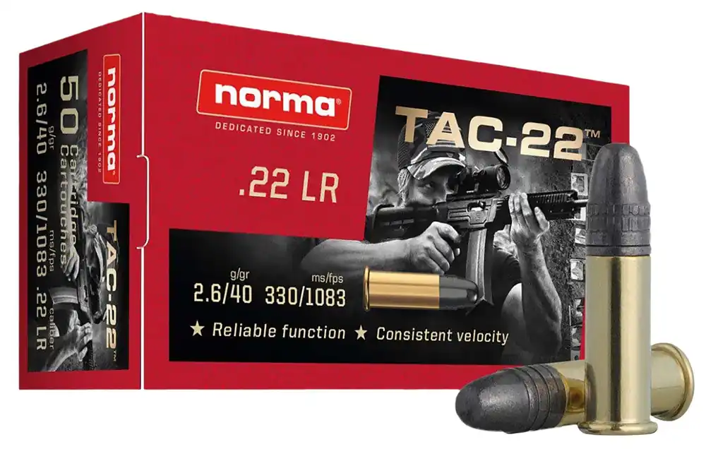 Norma Ammunition Tac 22LR 40 gr Lead Round Nose 50 Rounds 2425092