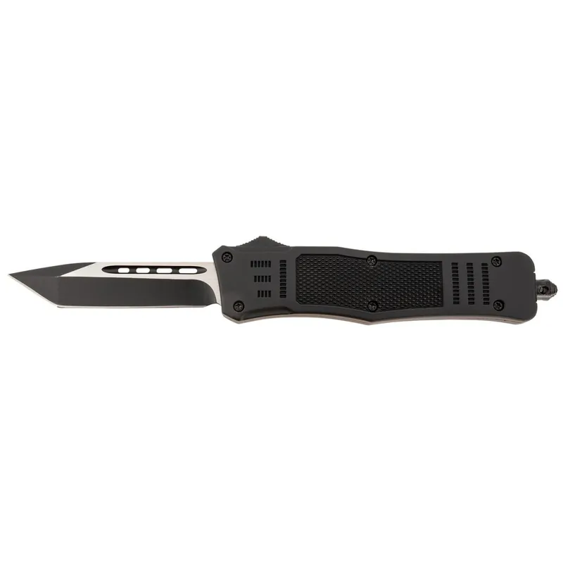 Steel River Knives Spartan Medium OTF Knife 3.25" Tanto Black/Silver Blade