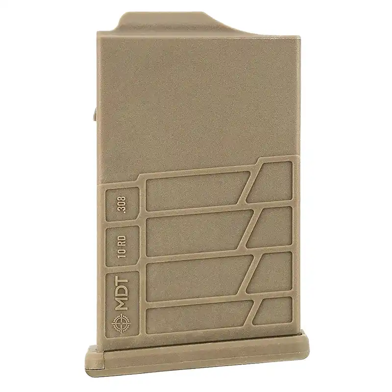 Mdt Sporting Goods Inc AICS Magazine 10rd Extended 308/6.5 Creedmoor Short Action, FDE Polymer Fits Some Chassis/Bottom Metal (MDT/XLR/KRG/GRS/CDI/Pacific Tool & Gauge) 104447FDE