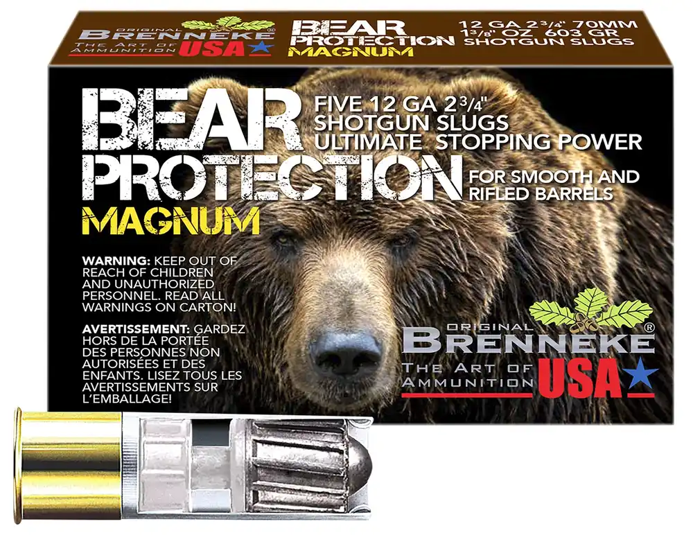 Brenneke Bear Protection 12 Gauge Ammo 2.75" 1 3/8 oz Slug Shot 5 Rounds SL122BPM