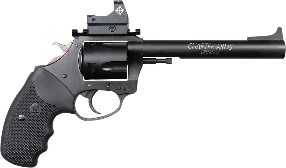 Charter Arms Mastiff Target .44SPL Revolver 5Rd 6" Barrel Ramp Front Sight Picatinny Rail Micro Red Dot Black Rubber Grip DA/SA Blk 64465
