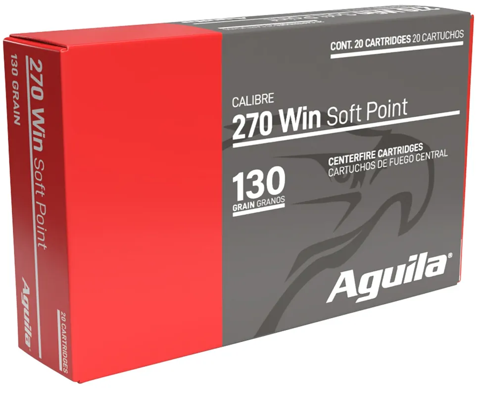 Aguila 270 Win Ammo 130 gr InterLock Boat Tail Soft Point 20 Rounds 8053AG