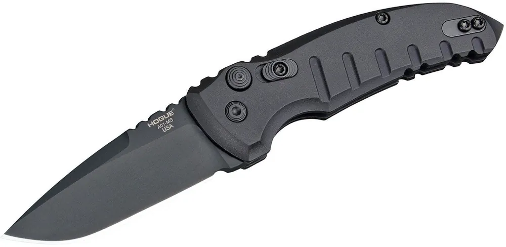 Hogue A01 2.75" Folding Drop Point Plain Black Cerakote 154CM SS Blade/Matte Black Aluminum Handle 24116