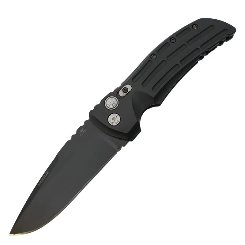 Hogue EX-A01 4" Folding Drop Point Plain Black Cerakote 154CM SS Blade/Matte Black w/Fluted texture Aluminum Handle 34110