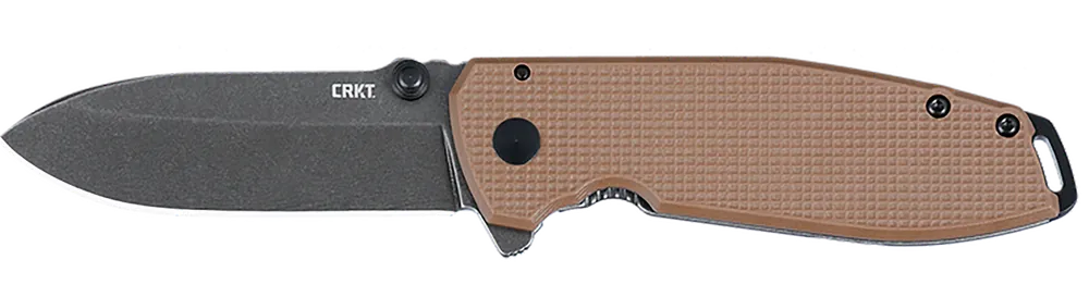 CRKT SQUID XM 2.95" Folding Drop Point Plain Stonewashed D2 Steel Blade, Brown Textured G10/SS Handle 2495B