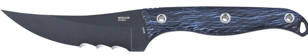 CRKT Clever Girl 4.60" Fixed Veff Serrated Black Powder Coated SK-5 Steel Blade, Blue Marbled G10 Handle 2709B