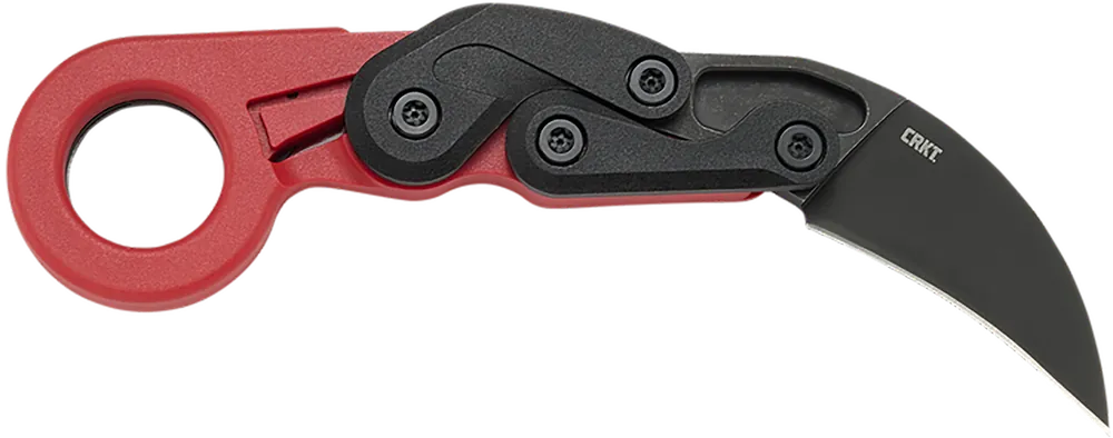 CRKT Provoke 2.47" Folding Hawkbill Plain Black Stonewashed 1.4116 SS Blade, Red Grivory Handle 4041R