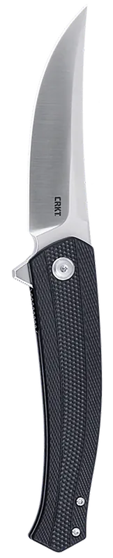 CRKT Persian EDC 3.44" Folding Trailing Point Plain Satin D2 Steel Blade, Black Textured GRN Handle 7060