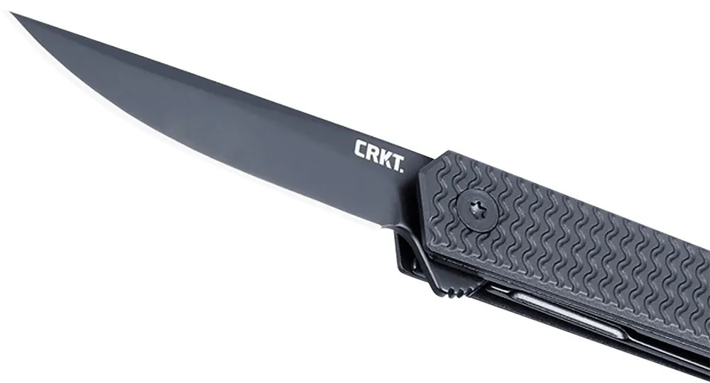 CRKT CEO Microflipper 2.36" Folding Drop Point Plain Black TiNi D2 Steel Blade, Black Textured Aluminum Handle 7081D2K