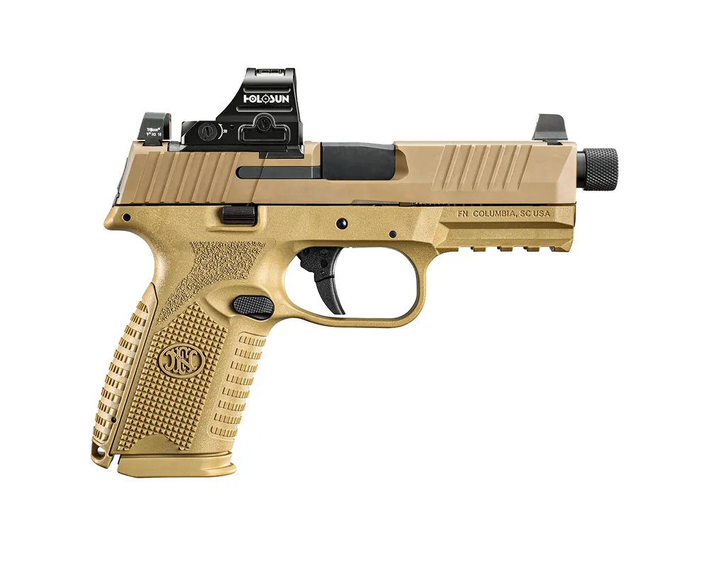 FN 509MT 9mm Pistol 15+1/24+1 4.5" Threaded Barrel Optic-cut Slide 3-Dot Night Sights Polymer Frame Holosun Red Dot FDE 66101938