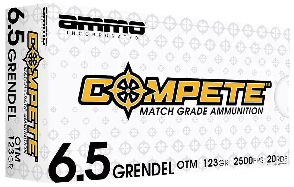Ammo Inc Compete 6.5 Grendel Ammo 123gr Open Tip Match 20 Rounds 65GR123BTHPA20