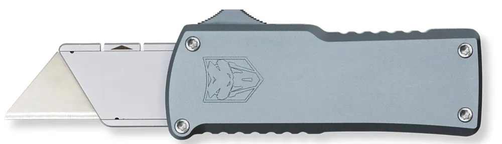CobraTec Utility Knife OTF 3.38" Gray Aluminum Handle CTOTFUTGRY