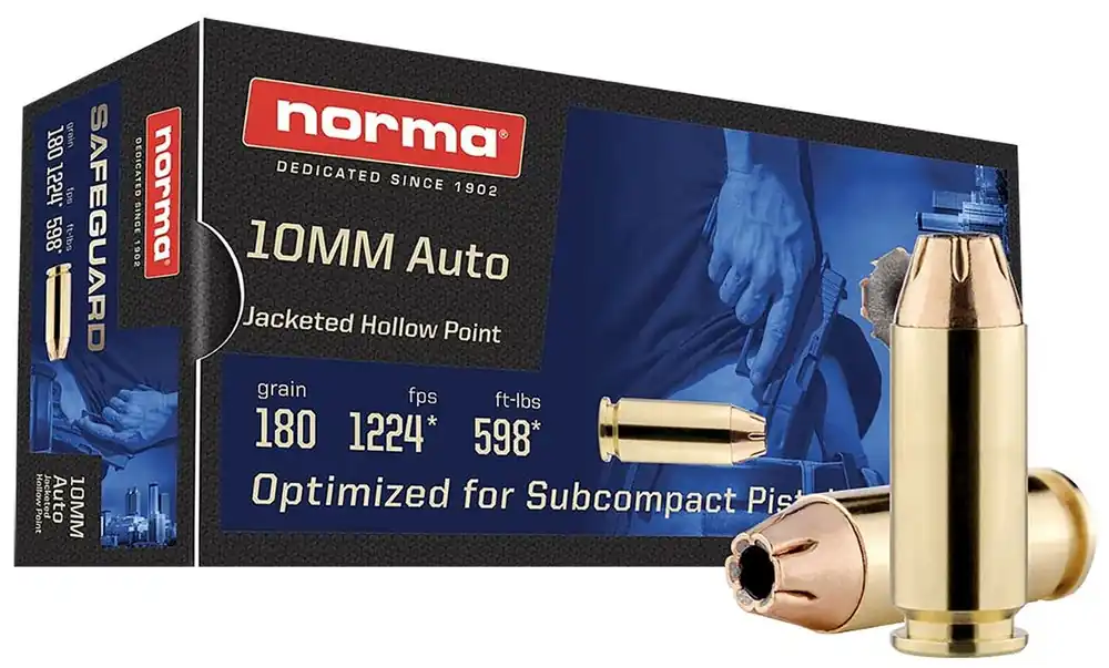 Norma Ammunition 10mm Ammo 180 gr Jacketed Hollow Point 50 Rounds 801109265