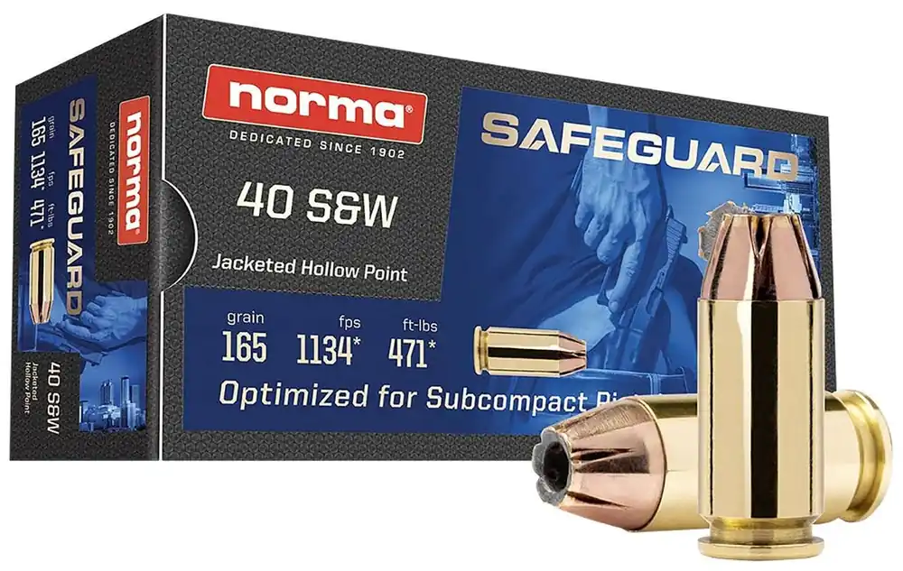 Norma Ammunition Safeguard .40 S&W Ammo 165 gr Jacketed Hollow Point 50 Rounds 801407887