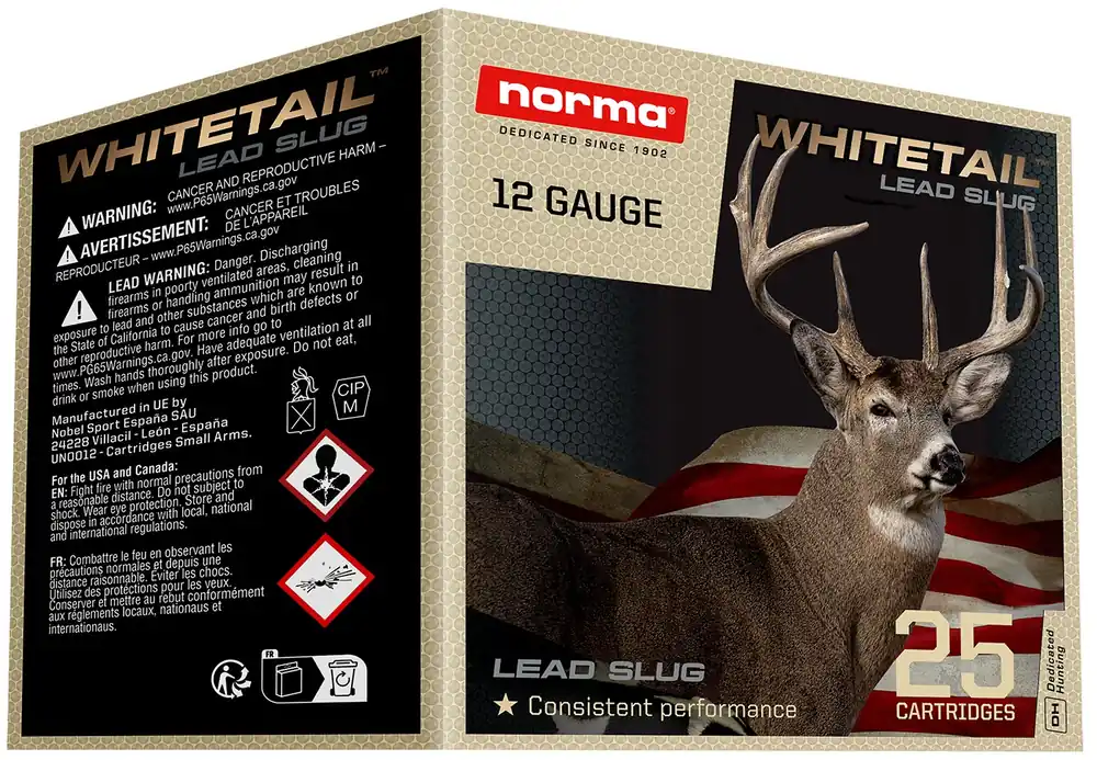 Norma Ammunition Whitetail 12 Gauge Ammo 2.75" 1oz Slug Shot 25 Rounds 1198043410