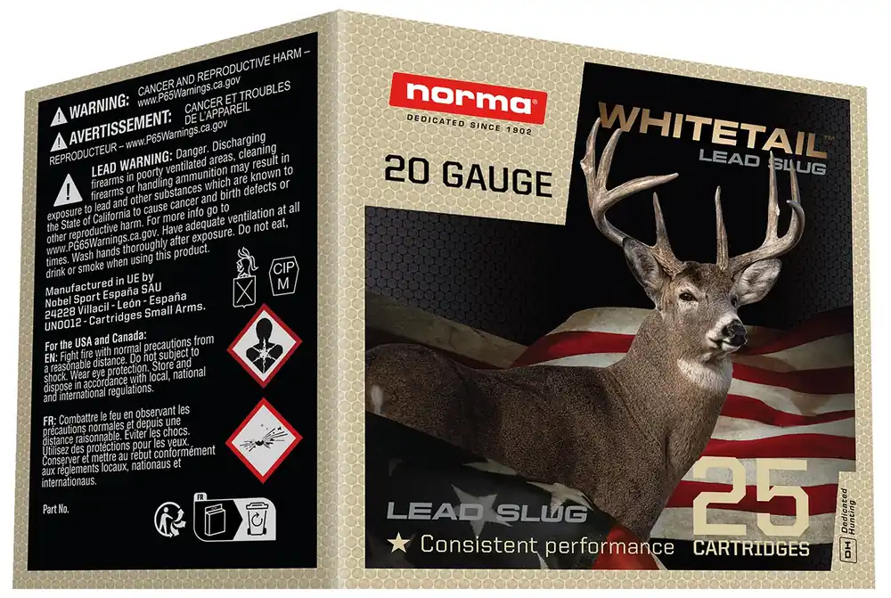 Norma Ammunition Whitetail 20 Gauge Ammo 2.75" 1oz Slug Shot 25 Rounds 1198043420