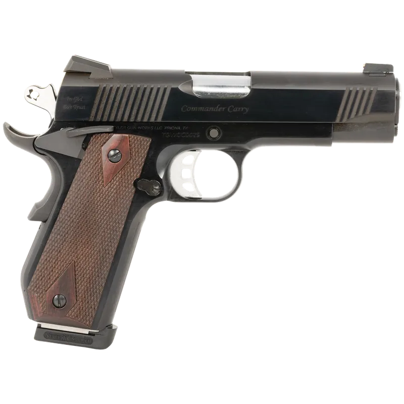 Tyler Gun Works Custom 1911 Commander .45ACP Pistol 7+1 4.25" Stainless Barrel Blued Steel Slide & Frame Walnut Grip TGWCMBL45