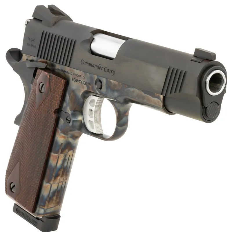 Tyler Gun Works Custom 1911 Commander .45ACP Pistol 7+1 4.25" Stainless Barrel Blued Slide Color Case Hardened Frame TGWCMCC45