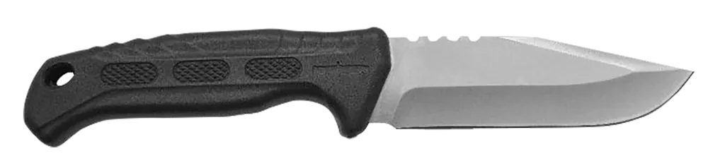 Camillus Hawker Knife 4" Fixed Drop Point Plain Satin 420 Steel Titanium Bonded Blade Black Textured PP/TPR Handle 19154